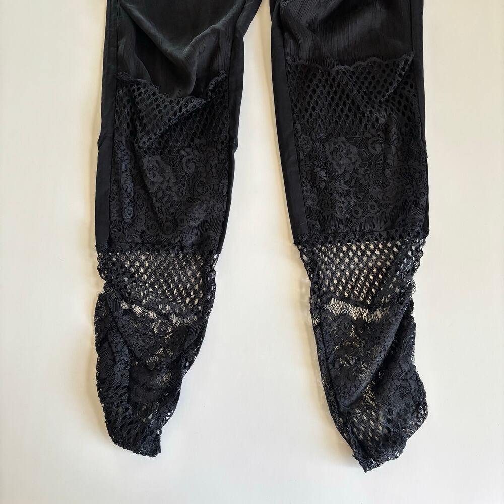 Pretty Angel Black Linen Blend Pull On Tapered Pants Womens Large Artsy Eclectic - Picture 6 of 8